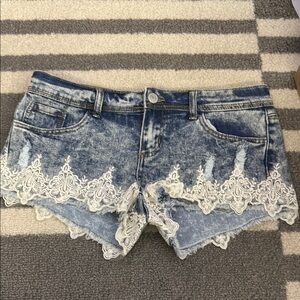 Rue21 Blue Jean Shorts with Lace Trim